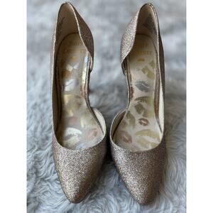 Juicy‎ Couture Women's Glitter Heels Size 7 Champagne Gold